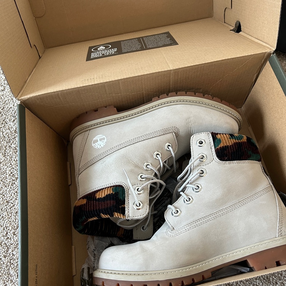 Timberland Gray Boots with Camo Detail